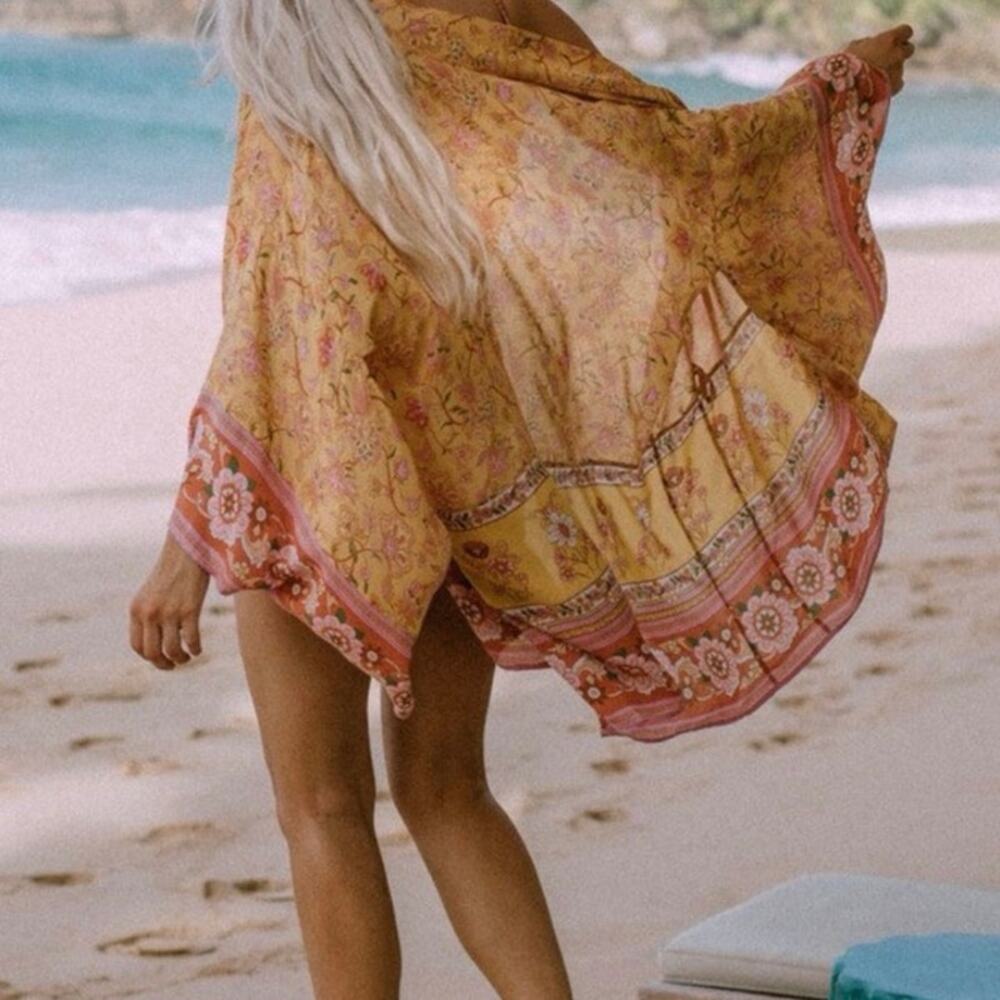 Spell And The Gypsy Collective Portobello Road Kimono Floral Yellow Robe, Small